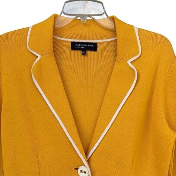 Jones New York Signature Bright Yellow 3/4 Sleeve Stretch Cardigan Women Small - Picture 10 of 10